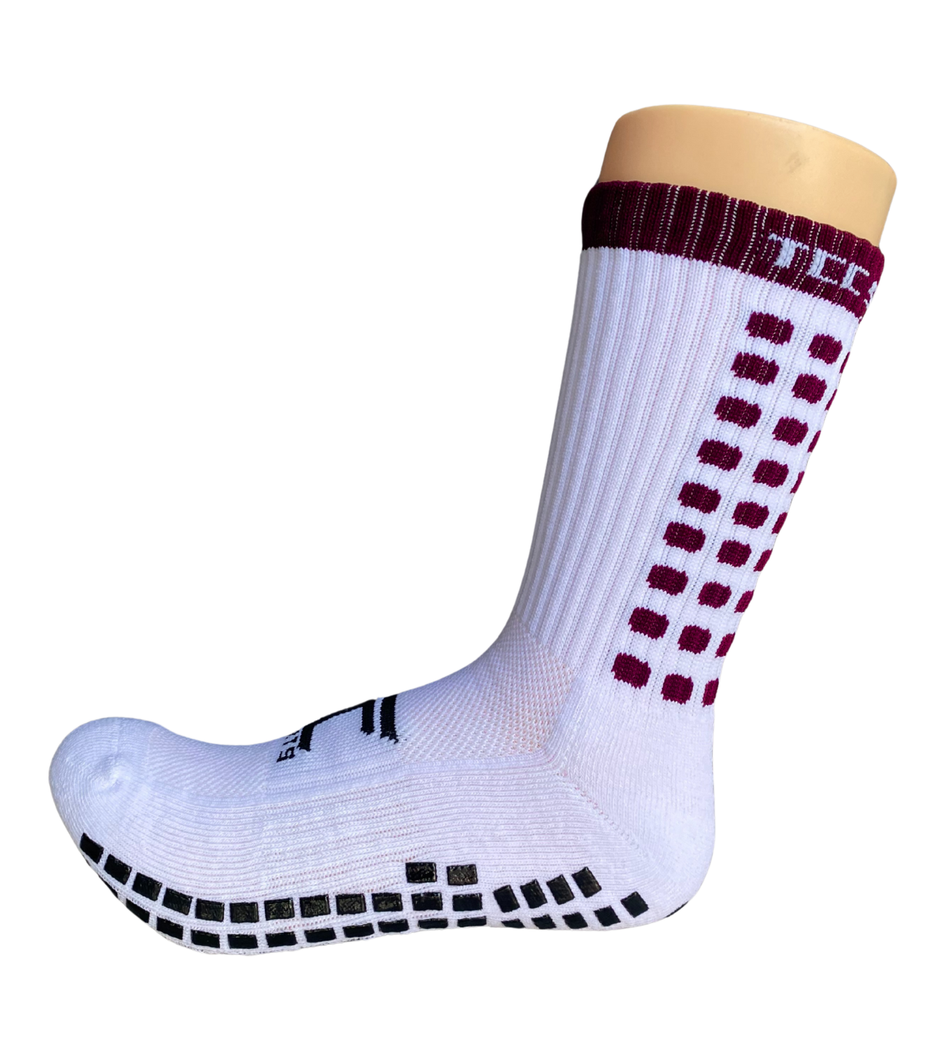 Maroon & White Grip Socks