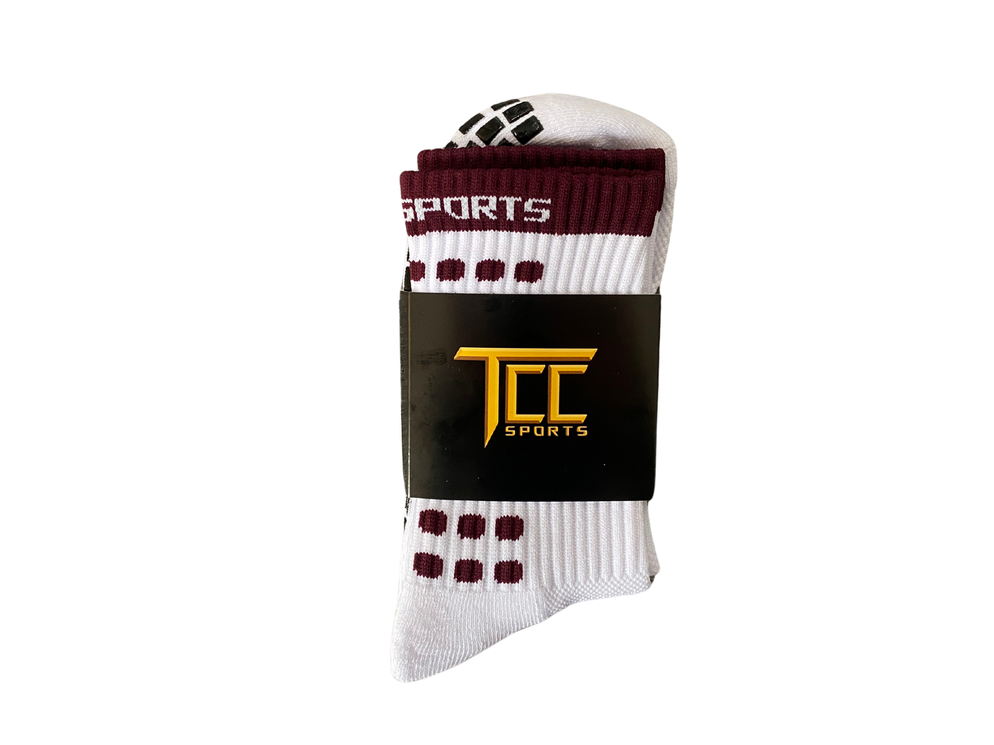 Maroon & White Grip Socks