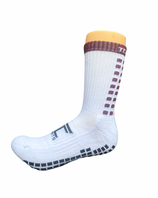 Maroon & White Grip Socks