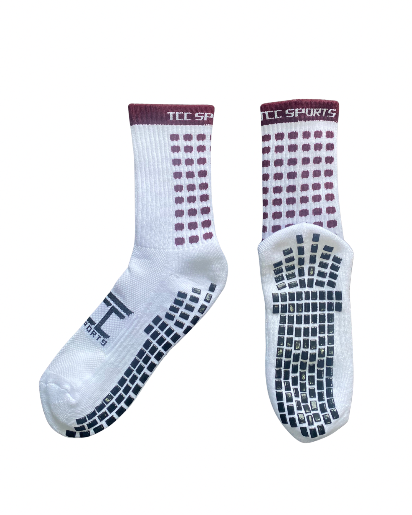 Maroon & White Grip Socks
