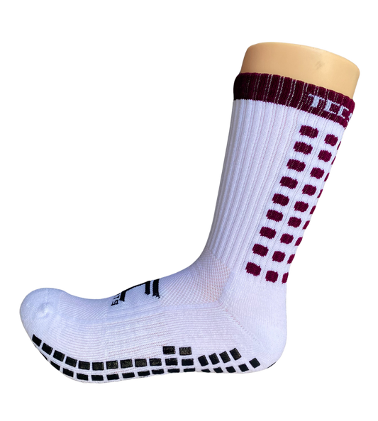Maroon & White Grip Socks