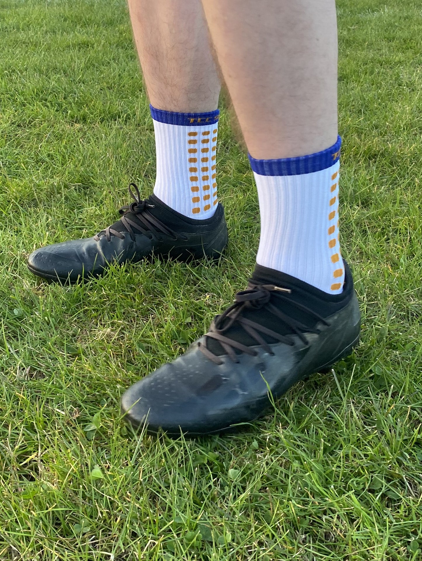 Blue & Amber Grip Socks