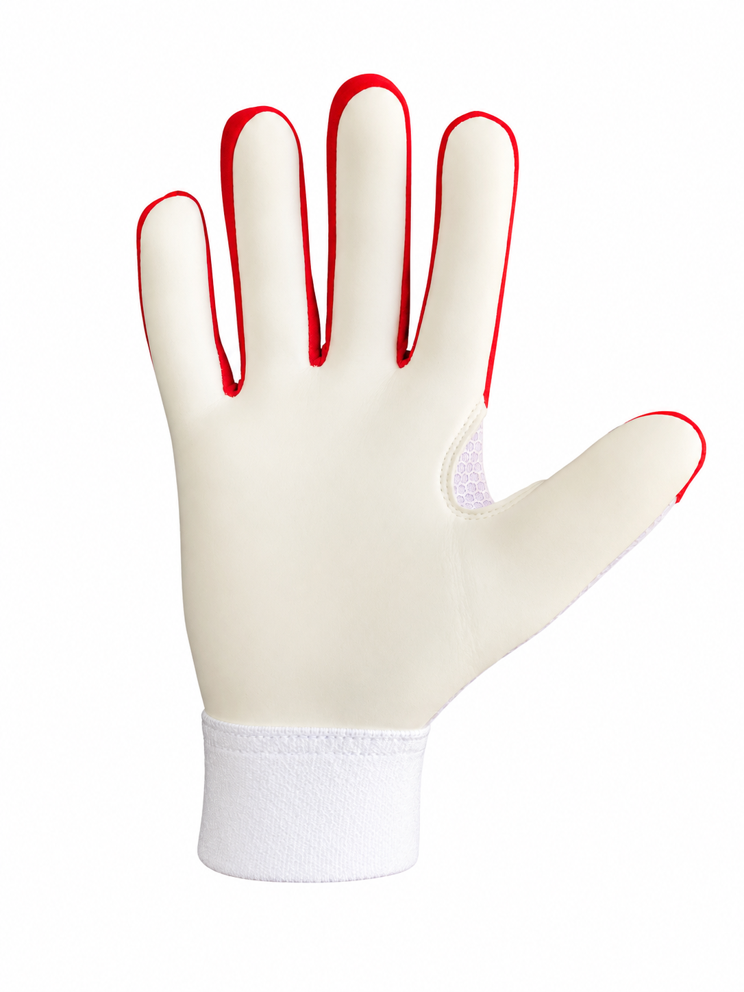 TCC Sports white strapless Gaelic glove, palm view showing the latex grip and white wrist cuff.