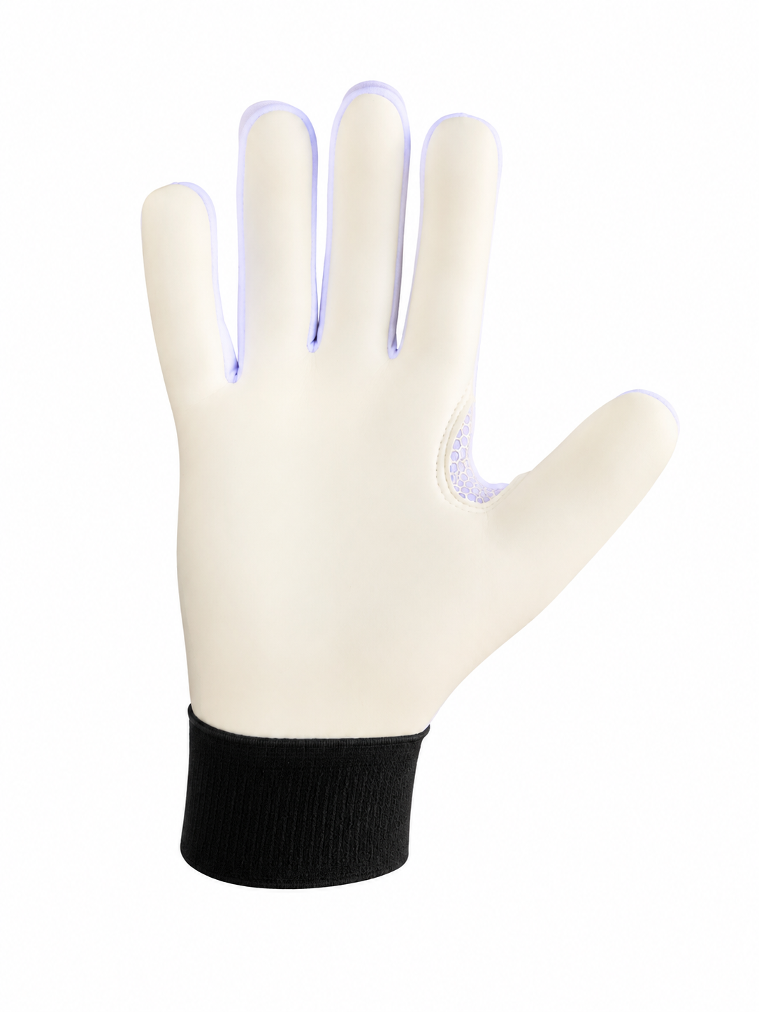 TCC Sports white and black strapless Gaelic glove, palm view showing the latex grip and black wrist cuff.